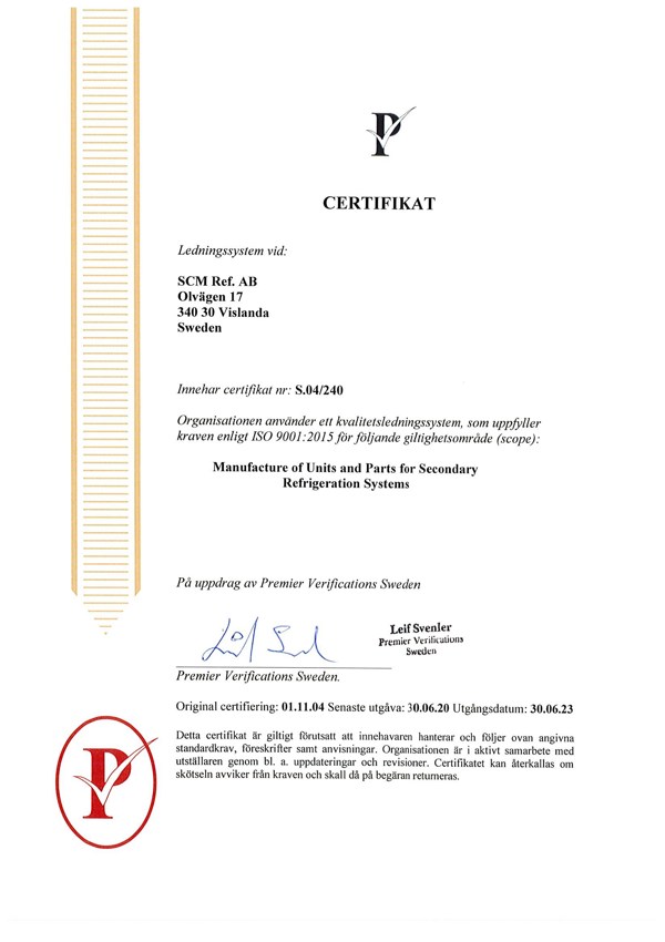 Kvalitetssystem enligt: BS EN ISO 9001:2015